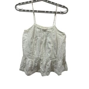 Mossimo Supply Co Womens White Cotton Lace Peplum Cami Tank Top Large Boho L